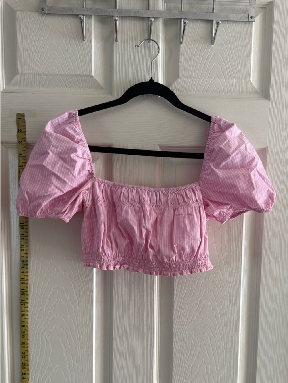 Zara Pink Puff Sleeve Cropped Blouse Top new